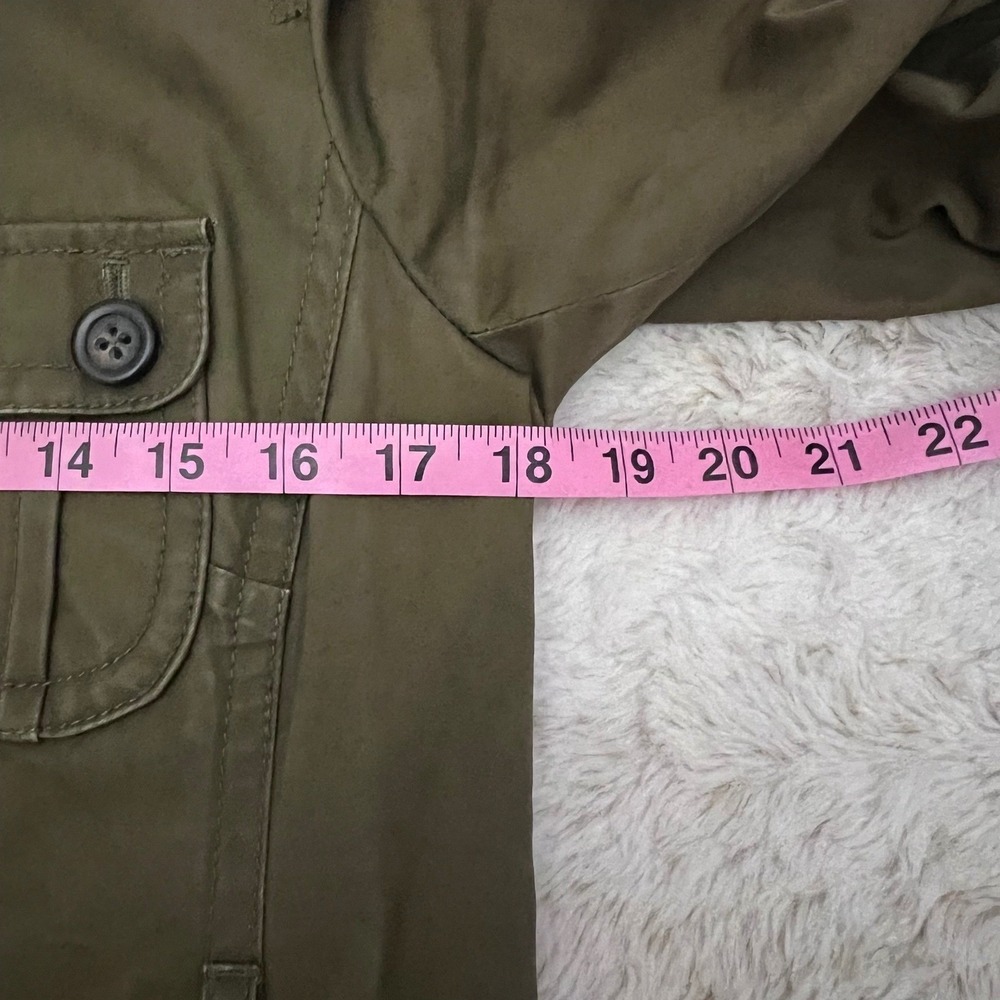 J Crew VTG Olive Green Utility Trench Coat Women's Sz 4 Button Front Belted Cuff - Picture 8 of 11